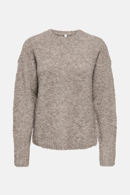 Gilet beige avec col rond de ONLY, en une texture tricotée grossière.