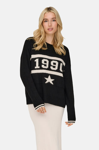 ONLTRAIN LS TEXT O-NECK CC KNT