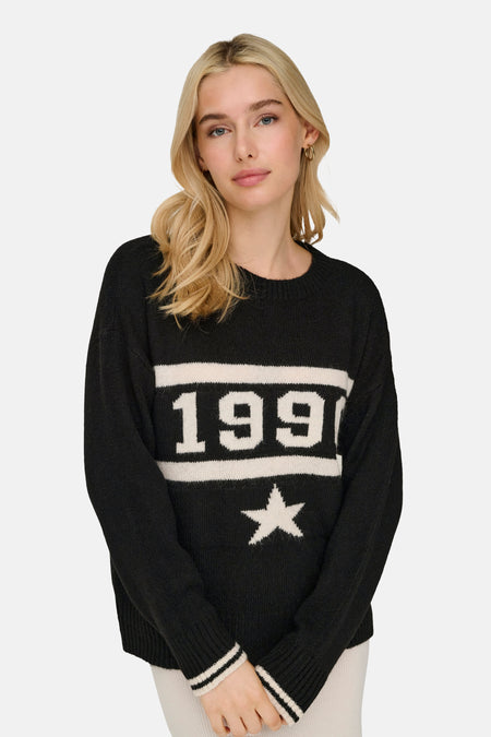 ONLTRAIN LS TEXT O-NECK CC KNT