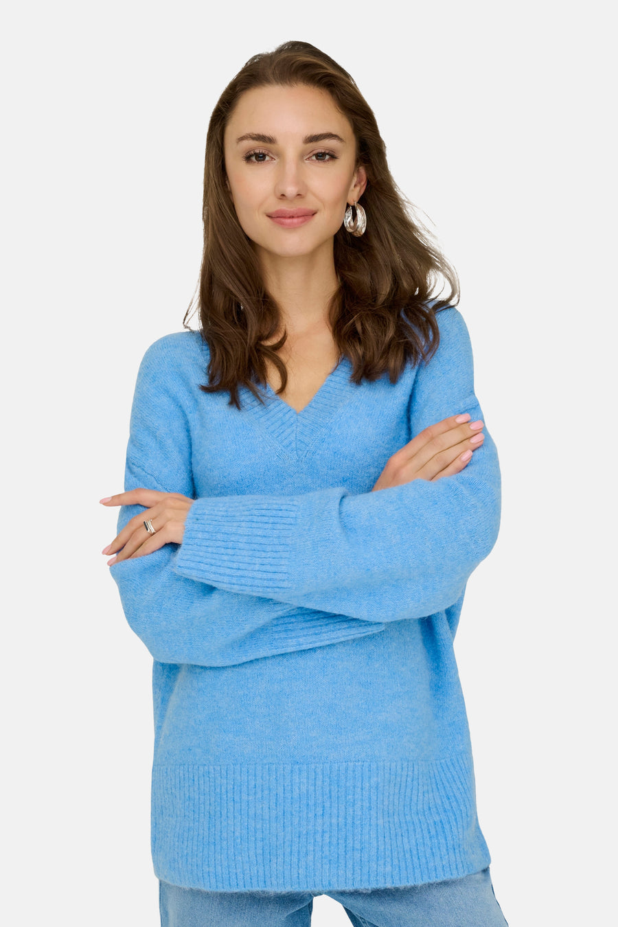 Pull à col en V - bleu - JDY