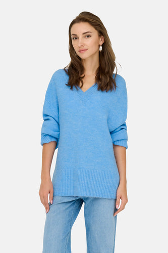Pull à col en V - bleu - JDY