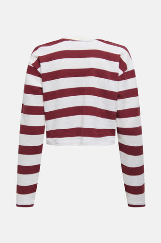 Gilet de Bordeaux à longues manches ONLY, avec un motif rayé.