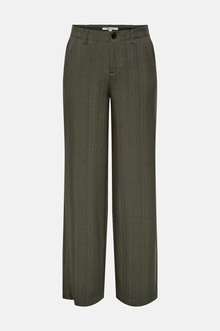 Pantalon de costume brun d'ONLY, avec un motif rayé subtil et des jambes larges.