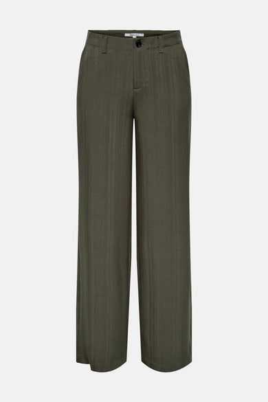 Pantalon de costume brun d'ONLY, avec un motif rayé subtil et des jambes larges.