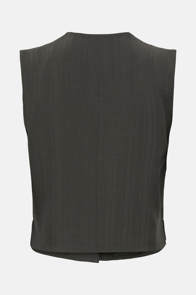 Gilet brun de ONLY, dos avec des lignes verticales subtiles.