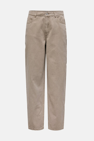Pantalon beige de ONLY, avec des pinces droites et des poches classiques.