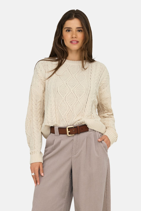 ONLELLY LIFE LS CABLE O-NECK CC KNT