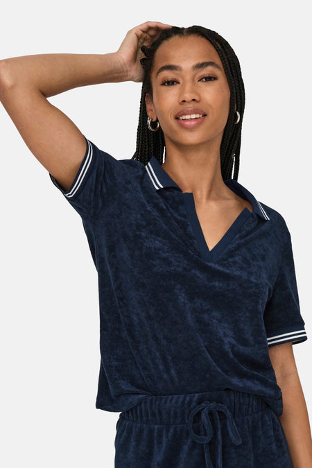 ONLVICKY S/S TERRY V-NECK POLO SWT