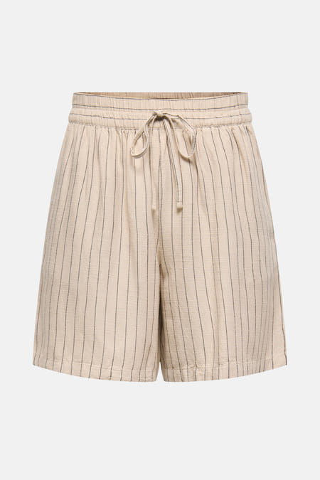 Shorts beige de JDY avec une rayure verticale et une ceinture élastique, dos.