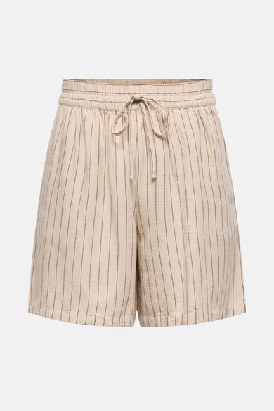 Shorts beige de JDY avec une rayure verticale et une ceinture élastique, dos.