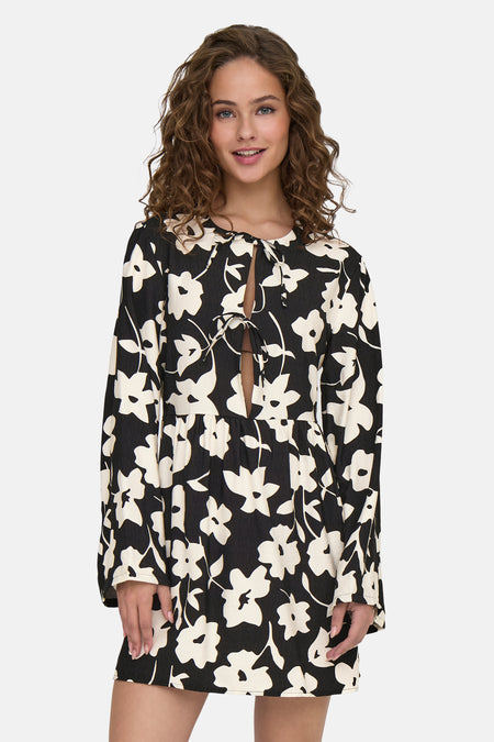 JDYSILAS L/S TIE MINI DRESS WVN EXP