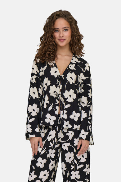 JDYSILAS L/S TIE TOP WVN EXP