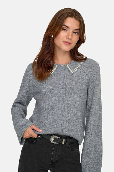 JDYAPRIL LIFE L/S PEARL COLLAR PULL KNT