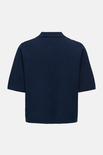 Gilet bleu de JDY, vue arrière, avec manches courtes et col polo.