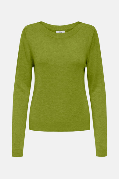 T-shirt vert avec col rond de JDY, tricoté en coton simple avec des manches longues.