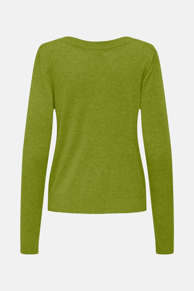 T-shirt vert avec col rond de JDY, tricoté uni sur un fond blanc.