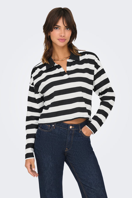 ONLMAY LIFE L/S BOXY POLO TOP CS JRS