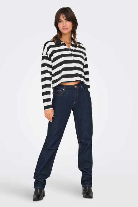 ONLMAY LIFE L/S BOXY POLO TOP CS JRS