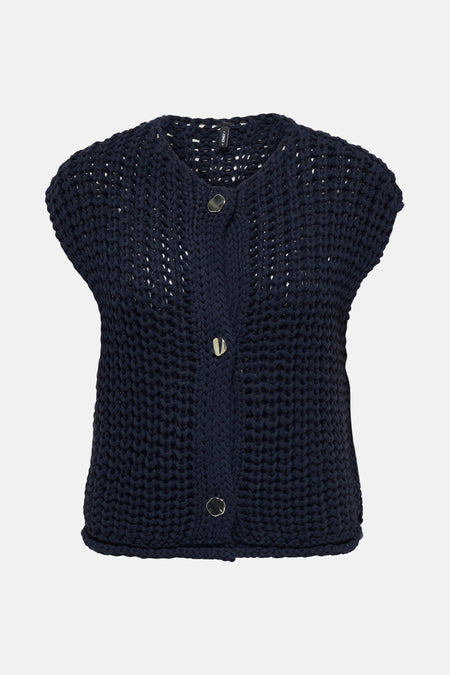 ONLCHLOE SS RIB BUTTON VEST KNT