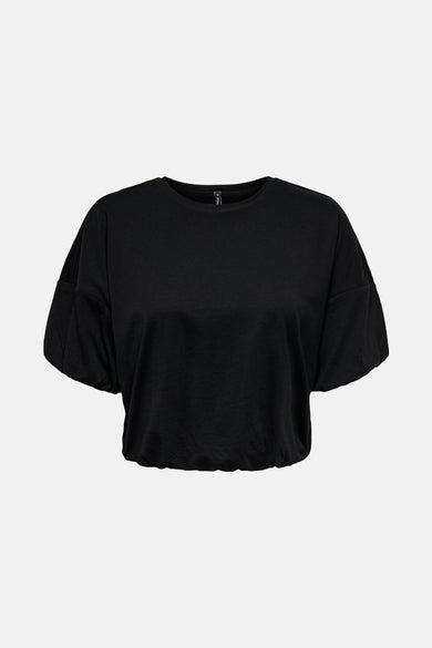 T-shirt noir à manches courtes de ONLY, avec cordon élastique.