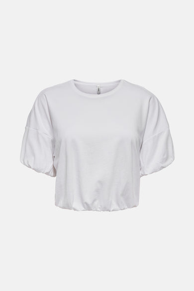 T-shirt blanc à manches courtes d'ONLY, avec des bretelles et un élastique.