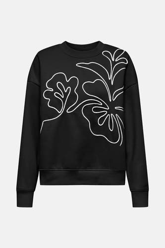 Gilet noir avec col rond de JDY, doté de motifs floraux blancs.