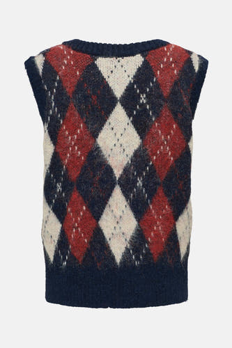 Veste sans manches bleue ONLY avec un motif à carreaux en rouge et blanc.