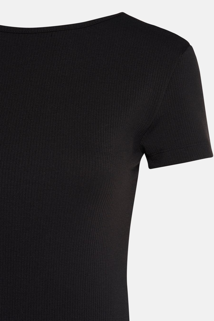 Robe noire à manches courtes de ONLY, en tissu côtelé.