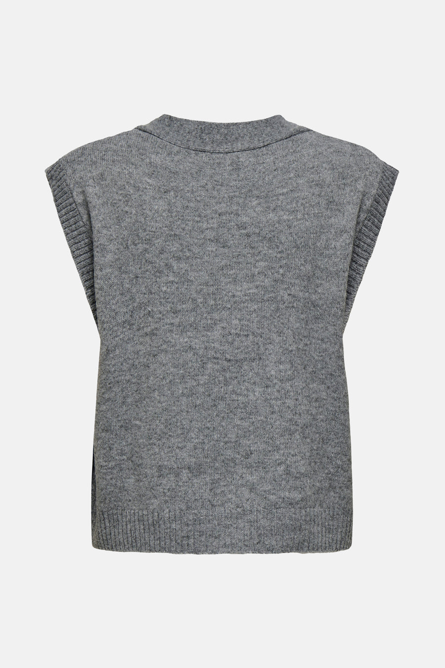 T-shirt gris JDY avec finition côtelée aux manches et texture tricot délicate.