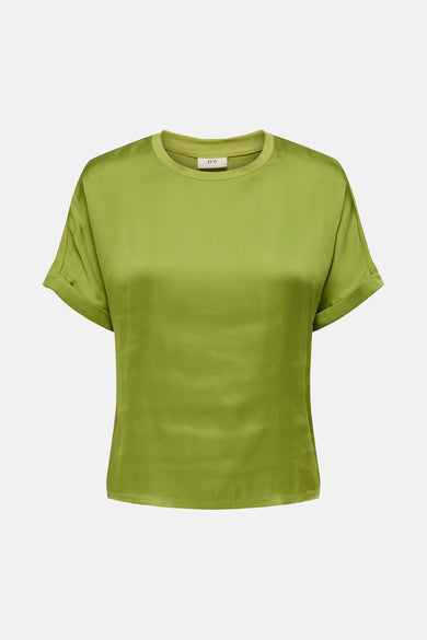 T-shirt vert avec manches courtes de JDY, doté d'un détail plié sur les manches et d'une conception simple.
