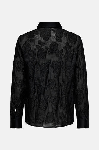 Chemise noire à manches longues de ONLY, avec un motif floral et des détails brillants.