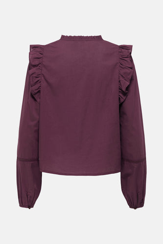 ONLEDDA LIFE LS FRILL V-NECK TOP WVN