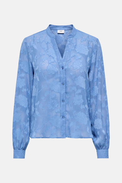 Blau,, longs manches T JD JDYY un un motif motif r ré et et et boutonnière.