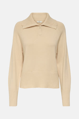 Veste écru JDY avec col, longues manches et fermeture à boutons.