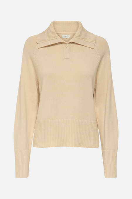 Veste écru JDY avec col, longues manches et fermeture à boutons.