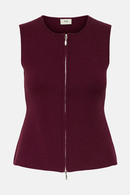 JDYRILEY S/L O-NECK TWO WAY ZIP VEST KNT