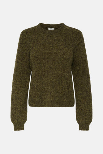 T-shirt vert avec col rond de JDY, avec des manches longues et une texture tricotée épaisse.