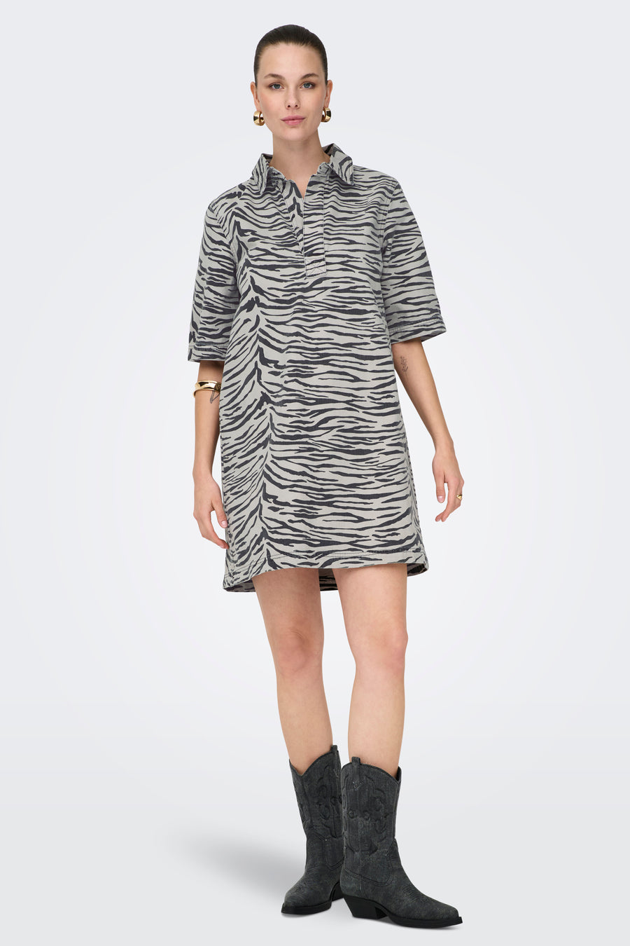 ONLGRY SS ZEBRA DRESS DNM SIK - ONLY®