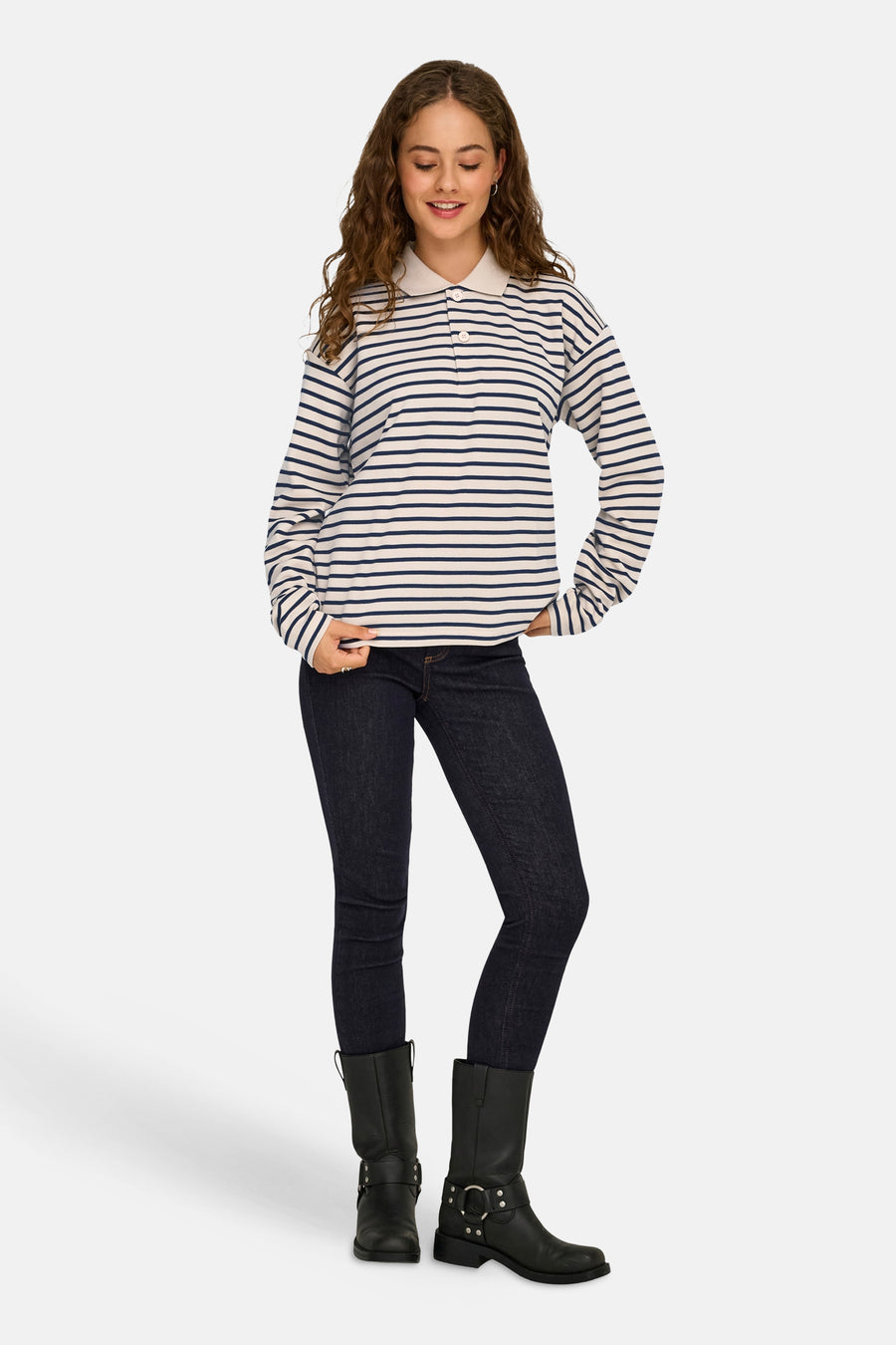 Polo à manches longues - écru - JDY