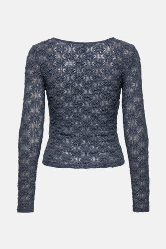 Blauw T-shirt met lange mouwen van ONLY®, met een ajourpatroon.