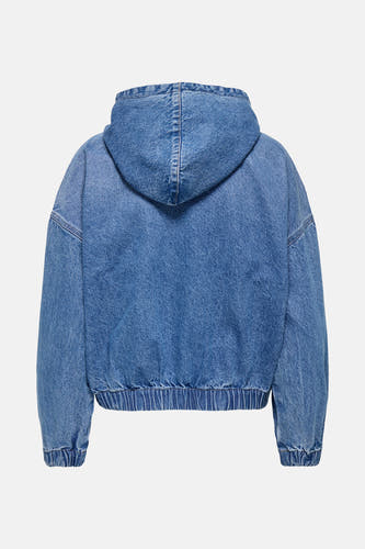 Jean de mid blue denim d'ONLY, avec capuchon et ceinture élastique.