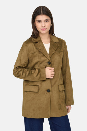 Veste brune d'ONLY, avec des manches longues, une fermeture à boutons et des poches.