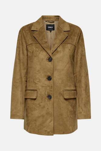 Manteau long brun d'ONLY, avec fermeture à boutons et poches.