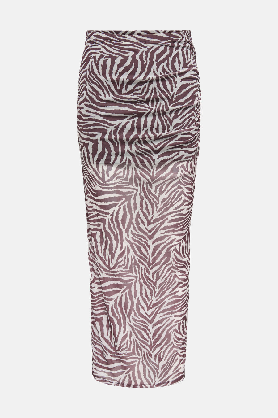 Bruin-wit zebraprint rok met ruches.
