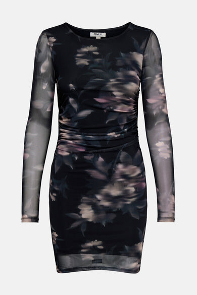 ONLKAYA LIFE LS RUCHING MESH DRESS WVN
