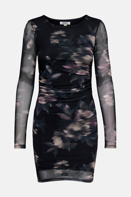 ONLKAYA LIFE LS RUCHING MESH DRESS WVN