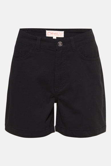 Short noir d'ONLY Blue Denim avec une couleur unie et une ceinture boutonnée.