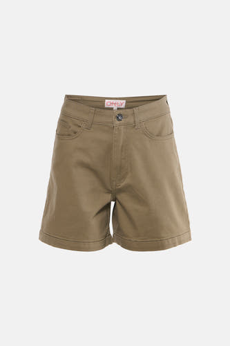 Beige korte broek van ONLY® met opgerolde pijpen en voorzakken, front view