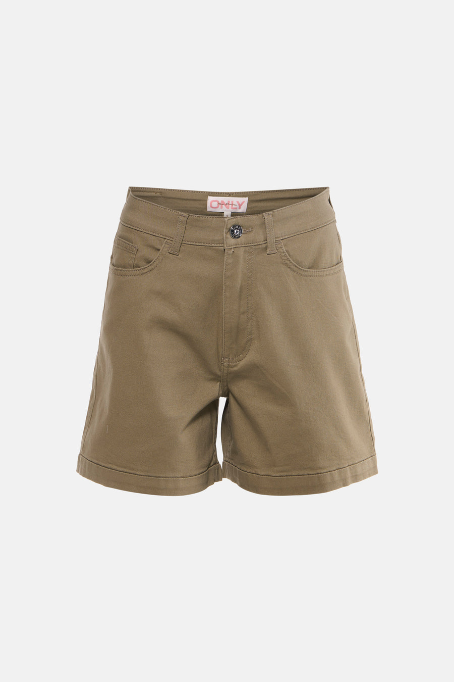 Beige korte broek van ONLY® met opgerolde pijpen en voorzakken, front view