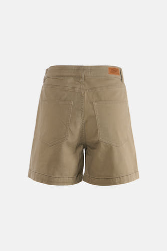 Beige korte broek van ONLY® met opgerolde pijpen en twee achterzakken, achterkant weergegeven
